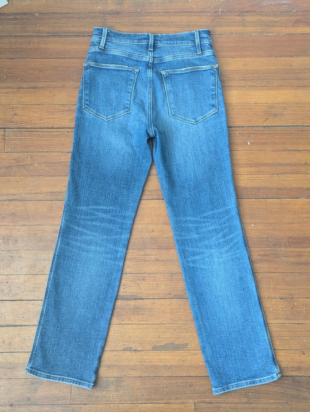 FRAME Denim Medium Blue "Le High Straight" Stretch Ankle Jeans Size 25 - Picture 2 of 10